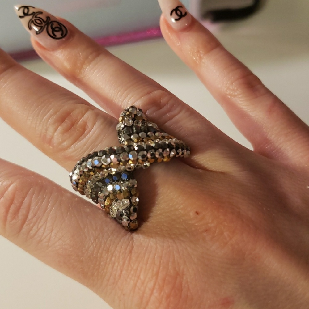Rhinestone cocktail ring